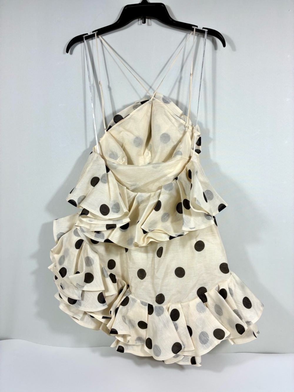 Zimmermann Crush Ruffle Halter Polka Dot Linen Silk Organza Mini Dress 4 US NWT - Picture 5 of 17